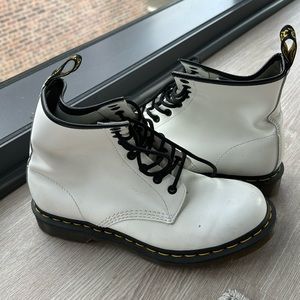 Dr. Martens 1460 Smooth Leather Lace Up Combat Boots White Size Women 10/Men 9